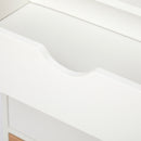 Meerveil Modern Minimalist Style Storage Cabinet, White + Oak Color, 4 Chest of Drawers without Handle, Solid Wood Legs