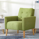Modern Style Armchair, Grass Green/Lemon Yellow Color, Solid Wood Legs