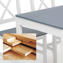 Meerveil Dining Table and Chairs Set, White&Blue/Natural Wood Color, Classic Style, Solid Pine Wood