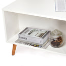 Meerveil Modern Style Coffee Table, White Color, with 2 Drawers, Solid Wood Legs