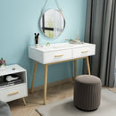 Meerveil Modern Computer Desk, White Color, 2 Drawers and Solid Wood Frame