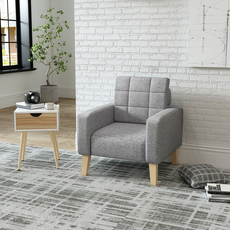 Meerveil Modern Armchair, Light/Dark Grey Color, Solid Wood Frame Inside