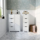 Meerveil Simple Bathroom Cabinet, White Color, Single Door and 4 Drawers