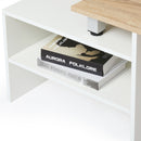 Meerveil Wood Modern Coffee Table, White and Oak Color, Extendable Adjustable Direction
