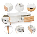 Meerveil Modern Style Coffee Table, White Color, with 2 Drawers, Solid Wood Legs