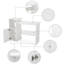 Meerveil Computer Desk, White Color, with Adjustable Partition