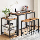 Meerveil Retro Industrial Bar Table Sets, Dark Wood Grain Color