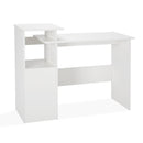 Meerveil Computer Desk, White Color, with Adjustable Partition