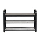 Meerveil Retro Industrial Shoe Bench, Antique / Warm Grey Wood Grain Color, Multi-layer Design