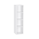 Meerveil Modern Bookcase, White Color, 4 Opening Storage Units