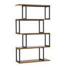 Meerveil Bookcase, Standing Shelf with 4 Levels, Wooden S-Shaped Storage Shelf