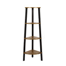 Meerveil Corner Ladder Shelf, Antique Wood Grain Color, Four-layer Open Design