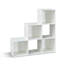 Meerveil Storage Unit Wooden Bookcase, 6-Cube Step Style, White Color