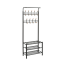 Meerveil Hall Tree with Storage Bench, Balck / White Thickened Steel Tube Assembled