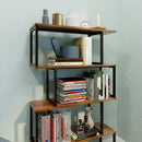 Meerveil Bookcase, Standing Shelf with 4 Levels, Wooden S-Shaped Storage Shelf