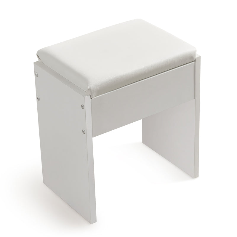 Meerveil Stylish Dressing Table, White Color, with Sliding Door, Mirror and Stool