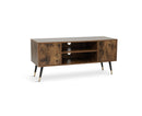 Meerveil Retro and Industrial TV Cabinets, Antique Wood Grain Color, Double Doors