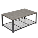 Meerveil Retro Industrial Coffee Table, Antique Warm Grey Wood Grain Color