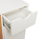 Meerveil Modern Storage Cabinet, White and Oak Color Matching, 3 Doors and Single Drawer