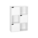 Meerveil Modern Bookcase, White Color, 6 Storage Units and 3 Doors
