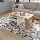 Meerveil Wood Modern Coffee Table, White and Oak Color, Extendable Adjustable Direction