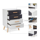 Meerveil Storage Cabinet, White and Grey, Nordic Style, 4 Chest of Drawers, with Solid Wood Legs