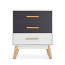 Meerveil Storage Cabinet, White and Grey, Nordic Style, 3 Chest of Drawers, with Solid Wood Legs