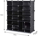 Meerveil DIY Multi-functional PP Shoe Rack, 12 Cubes, Black / Milky Color