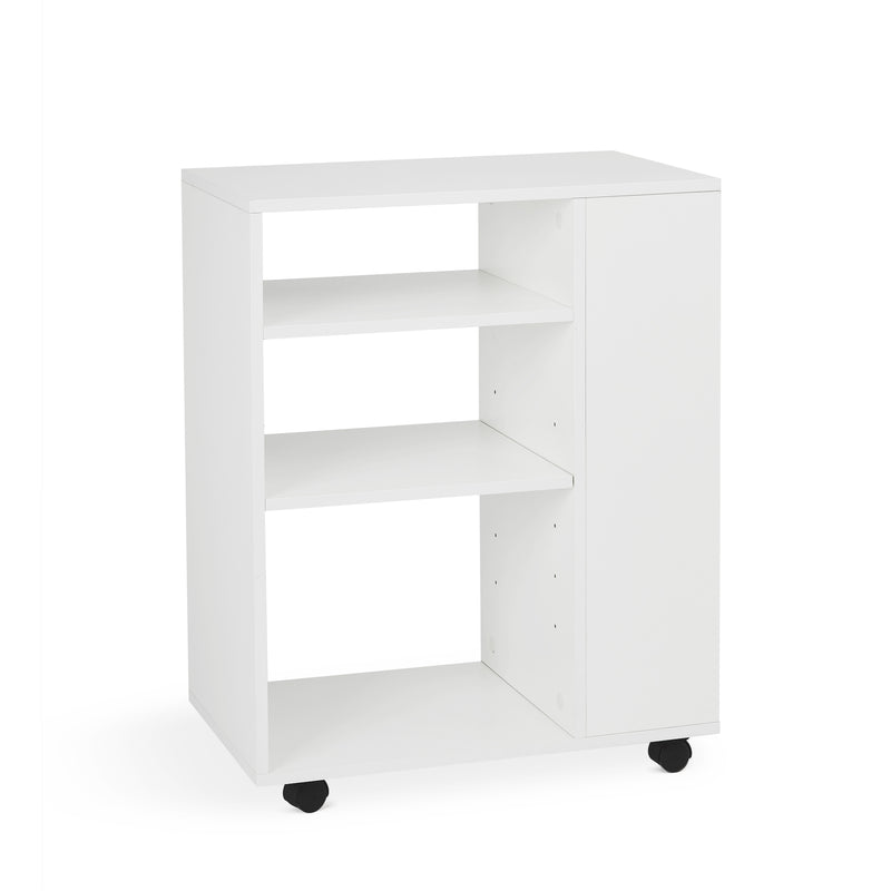 Meerveil Modern Simple Style Trolley, White Color, with Adjustable Partition and Universal Wheel