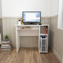 Meerveil Computer Desk, White Color, Workstation with Storage Compartment and Cable Management Hole