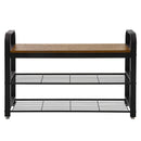 Meerveil Retro Industrial Shoe Bench, Antique / Warm Grey Wood Grain Color, Multi-layer Design