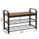 Meerveil Retro Industrial Shoe Bench, Antique / Warm Grey Wood Grain Color, Multi-layer Design