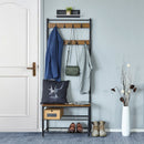 Meerveil Coat Rack, Antique / Warm Grey Wood Grain Color, Basic Type, with Shoe Storage Bench