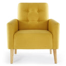 Modern Style Armchair, Grass Green/Lemon Yellow Color, Solid Wood Legs