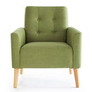 Modern Style Armchair, Grass Green/Lemon Yellow Color, Solid Wood Legs