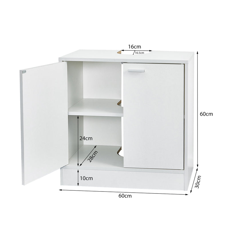 Meerveil Bathroom Under Sink Cabinet, White Color, Storage Unit with 2 Doors