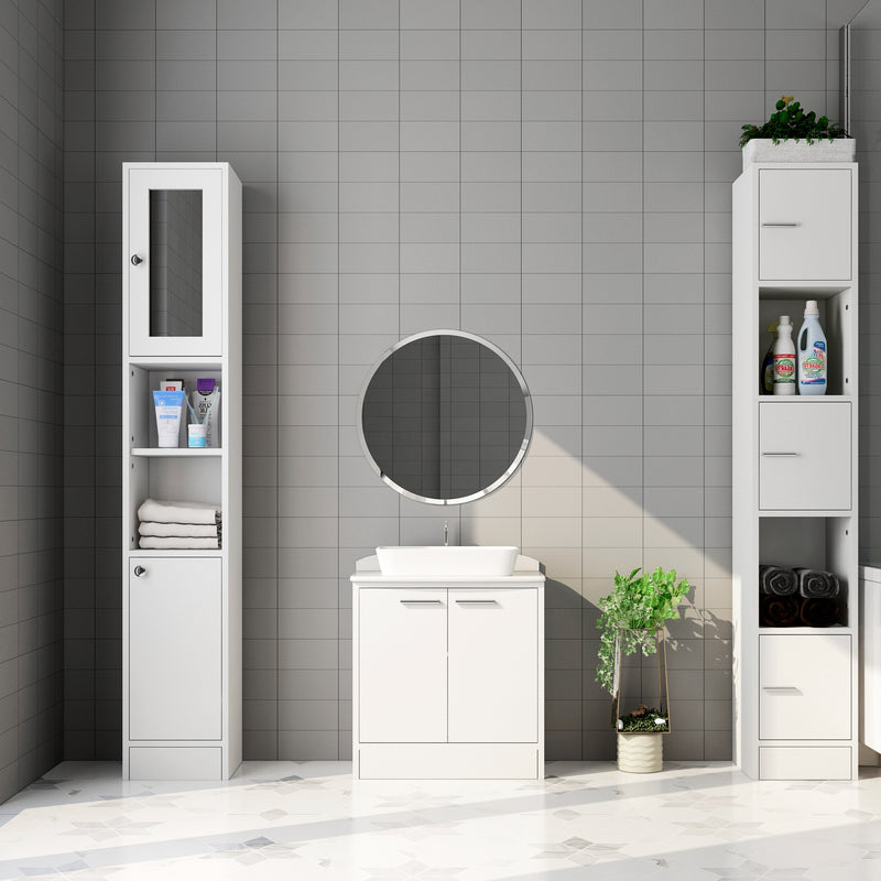 Meerveil Bathroom Under Sink Cabinet, White Color, Storage Unit with 2 Doors