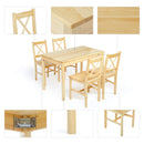 Meerveil Dining Table and Chairs Set, White&Blue/Natural Wood Color, Classic Style, Solid Pine Wood