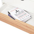 Meerveil Modern Minimalist Style Storage Cabinet, White + Oak Color, 4 Chest of Drawers without Handle, Solid Wood Legs