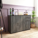 Meerveil Sideboard, Grey Color, Push-Open Design with 2 Drawers and 3 Doors