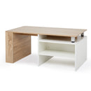Meerveil Wood Modern Coffee Table, White and Oak Color, Extendable Adjustable Direction