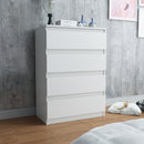 Meerveil Modern Bedside Cabinet, White Color, 4 Drawers