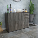Meerveil Sideboard, Grey Color, Push-Open Design with 2 Drawers and 3 Doors