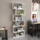 Meerveil Wooden Bookcase, White Color, 6 Tier Tall, Free Standing