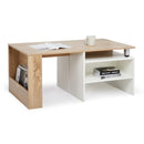 Meerveil Wood Modern Coffee Table, White and Oak Color, Extendable Adjustable Direction