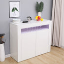 Meerveil LED Sideboard Cabinet, White Color, With Storage Cupboard Unit and 2 Doors