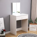 Meerveil Modern Dressing Table Set, White Color, Providing Frameless Mirror and Stool