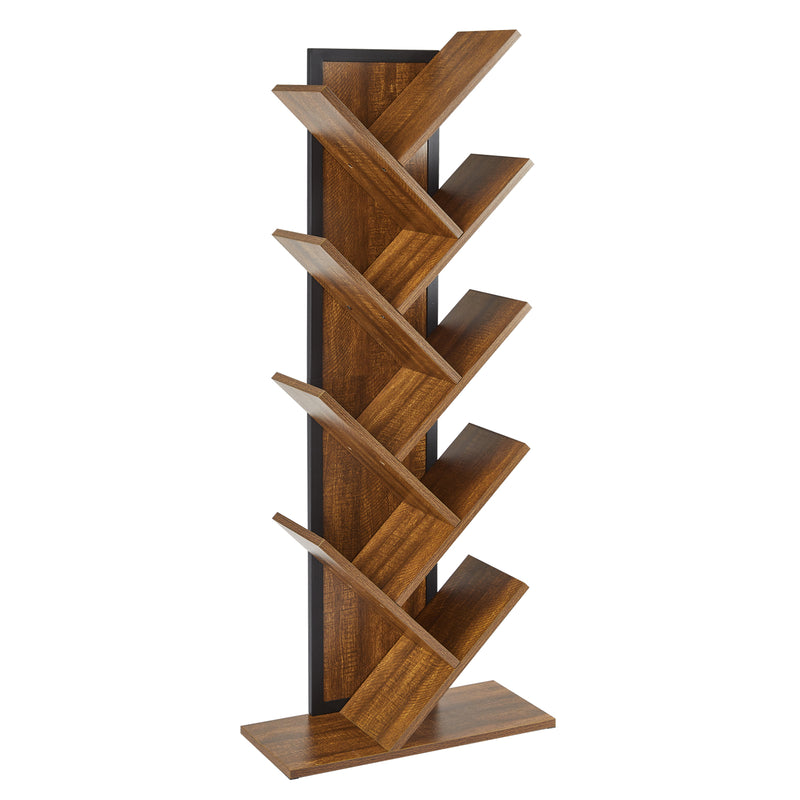 Meerveil Bookcase, Standing Shelf, Tree Shaped Storage Rack 9 Tier for CDs