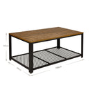 Meerveil Retro Industrial Coffee Table, Antique Warm Grey Wood Grain Color