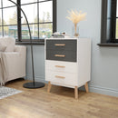 Meerveil Storage Cabinet, White and Grey, Nordic Style, 4 Chest of Drawers, with Solid Wood Legs